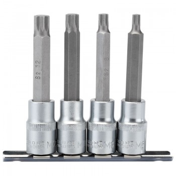 Spline Socket Bit Set, 1/2&rdquo; Sq. Dr. (4 Piece)