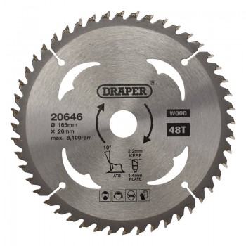 TCT Circular Saw Blade for Wood, 165 x 20mm, 48T TCT Circular Saw Blade for Wood, 165 x 20mm, 48T