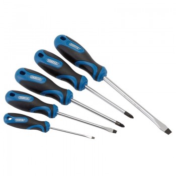 Soft Grip Screwdriver Set, 3 x Plain Slot, 1 x Cross Slot, 1 x PZ TYPE (5 Piece) Soft Grip Screwdriver Set, 3 x Plain Slot, 1 x Cross Slot, 1 x PZ TYPE (5 Piece)
