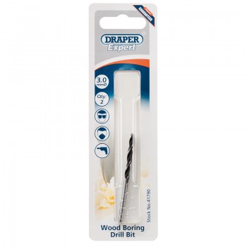 Wood Drill Bit, 3mm (Pack of 2)