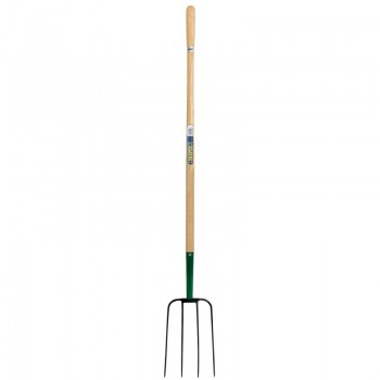 4 Prong Manure Fork with Wood Shaft