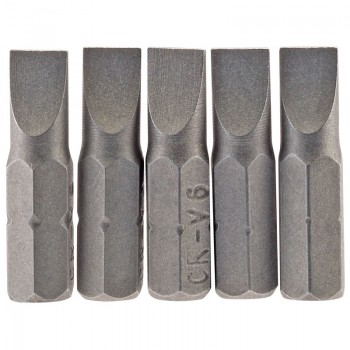 Plain Slot Insert Bit, 6mm, 1/4” Hex, 25mm Long (Pack of 5) Plain Slot Insert Bit, 6mm, 1/4” Hex, 25mm Long (Pack of 5)