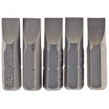 Plain Slot Insert Bit, 6.5mm, 1/4” Hex, 25mm Long (Pack of 5) Plain Slot Insert Bit, 6.5mm, 1/4” Hex, 25mm Long (Pack of 5)
