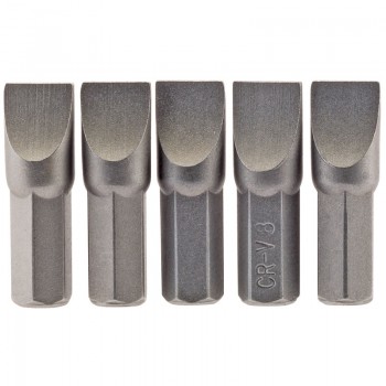 Plain Slot Insert Bit, 8.0mm, 1/4&rdquo; Hex, 25mm Long (Pack of 5)