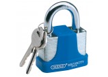 Laminated Steel Padlock and 2 Keys with Hardened Steel Shackle and Bumper, 50mm