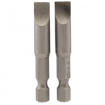 Plain Slot Insert Bit, 8mm, 1/4&rdquo; Hex, 50mm Long (Pack of 2)