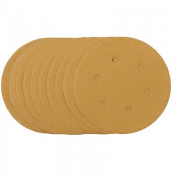 Gold Sanding Discs with Hook & Loop, 150mm, 240 Grit (Pack of 10)