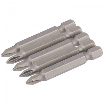 Cross Slot Insert Bit, 1/4&rdquo; Hex, 50mm Long, No.1 (Pack of 5)