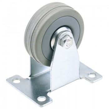 Fixed Plate Fixing Rubber Castor, 75mm Diameter, S.W.L. 70kg