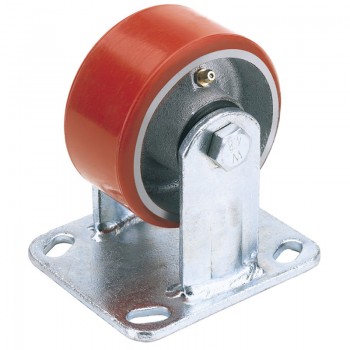 Fixed Plate Fixing Heavy Duty Polyurethane Wheel, 200mm Diameter, S.W.L. 500kg Fixed Plate Fixing Heavy Duty Polyurethane Wheel, 200mm Diameter, S.W.L. 500kg