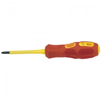 VDE Approved Fully Insulated Cross Slot Screwdriver, No.1 x 80mm (Sold Loose) VDE Approved Fully Insulated Cross Slot Screwdriver, No.1 x 80mm (Sold Loose)