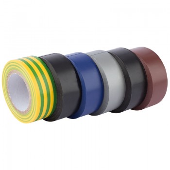 Insulation Tape, 10m x 19mm, Mixed Colours (Pack of 6)
