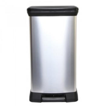 Deco Black & Silver Pedal Bin - 50L