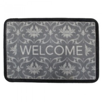 Supersoft Washable Mat 50 x 75cm - Welcome Floral Grey