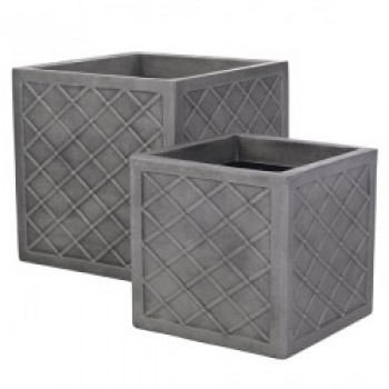 Lazio 38cm Square Planter - Pewter
