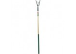 Carbon Steel Long Handle 3 Prong Cultivator Wooden Handle - Length: 138cm. Foam Handle Length: 61cm