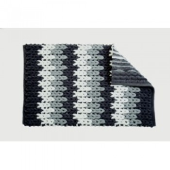 Grey & White Patterned Bathroom Mat - Patterned Textile Bath Mats/Grey White